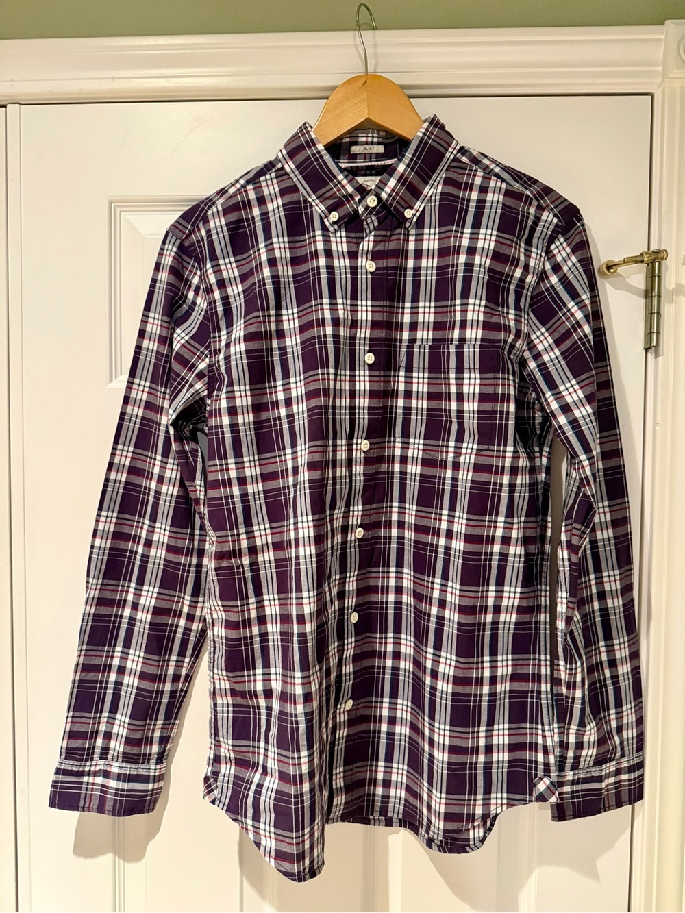 NWT Men's Purple Plaid Button-Down Shirt